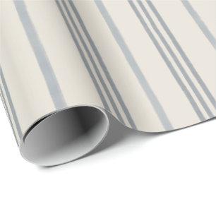Papier Cadeau Motif de rayure picturale bleu ardoise intemporel