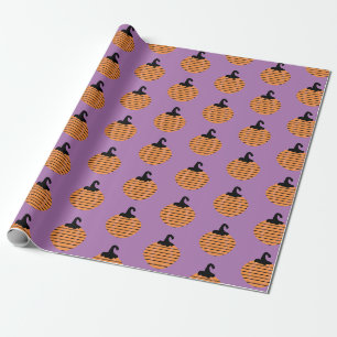 Papier Cadeau Motif de rayures de citrouille géométrique Hallowe