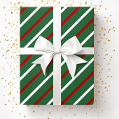 Papier Cadeau Motif de rayures de Noël vertes