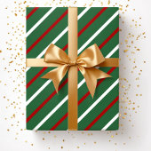 Papier Cadeau Motif de rayures de Noël vertes