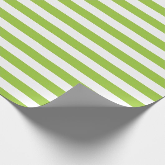 Papier Cadeau Motif de rayures de vert et de blanc de chaux (Coin)