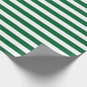 Papier Cadeau Motif de rayures de vert forêt et de blanc