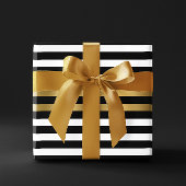 Papier Cadeau Motif de rayures noir, blanc et or