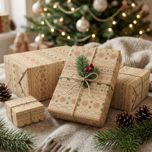 Papier Cadeau Motif de Renne pour Pull de Noël