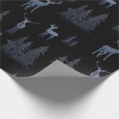 Papier Cadeau Motif de rennes Bleu Et Noir (Coin)