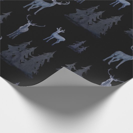 Papier Cadeau Motif de rennes Bleu Et Noir (Coin)