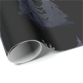 Papier Cadeau Motif de rennes Bleu Et Noir (Coin rond)