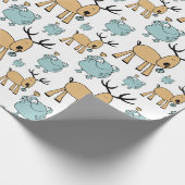 Papier Cadeau Motif De Rennes Et De Grenouilles (Coin)