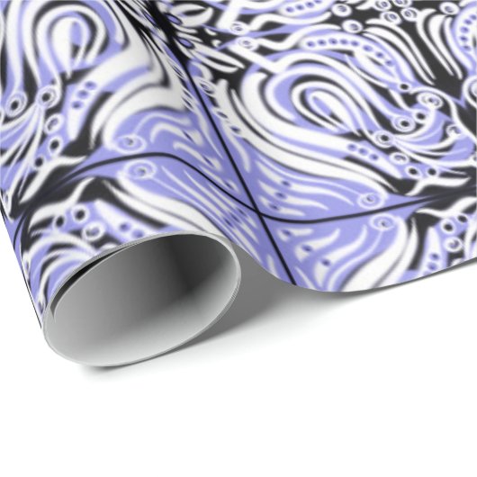 Papier Cadeau Motif de répétition Abstrait blanc pourpre (Coin rond)