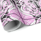Papier Cadeau Motif de répétition Abstrait rose noir blanc (Coin rond)