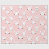 Papier Cadeau Motif de répétition rose lapin de Pâques (Plat)