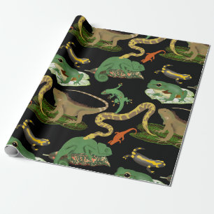 Papier Cadeau Motif de reptiles, lézards et amphibiens