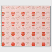 Papier Cadeau Motif de restauration rapide rouge (Plat)