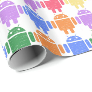 Papier Cadeau Motif de robots coloré illustré