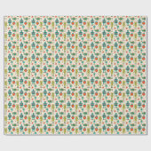 Papier Cadeau Motif de robots rétro colorés (Plat)