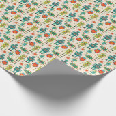 Papier Cadeau Motif de robots rétro colorés (Coin)