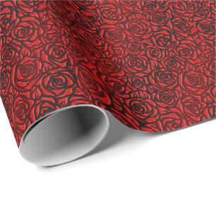 Papier Cadeau Motif de rose rouge vif