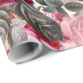 Papier Cadeau Motif de roses de fleur d'été (Coin rond)