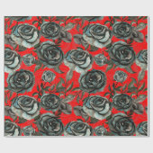 Papier Cadeau Motif de roses noires et rouges (Plat)