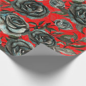 Papier Cadeau Motif de roses noires et rouges (Coin)