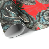 Papier Cadeau Motif de roses noires et rouges (Coin rond)