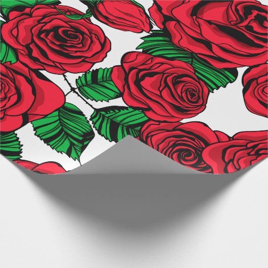 Papier Cadeau Motif de roses rouges (Coin)