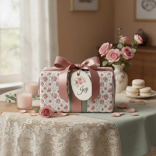 Papier Cadeau motif de roses vintages