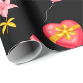 Papier Cadeau Motif de Saint-Valentin rose (Coin rond)