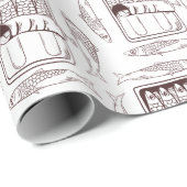 Papier Cadeau Motif de sardine (Coin rond)