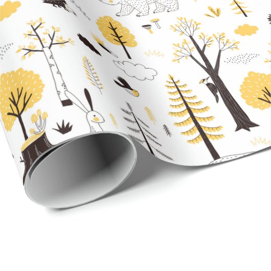 Papier Cadeau Motif de scène de Golden Woods (Coin rond)