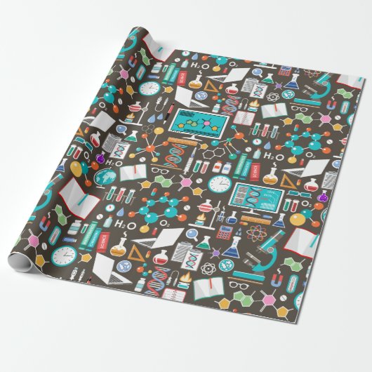 Papier Cadeau Motif de science / chimie (Déroulé)