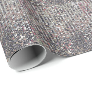 Papier Cadeau Motif de séquence en cristal blanc argenté