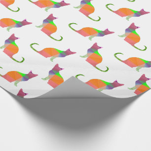 Papier Cadeau Motif de silhouette de chat en Low Poly