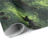 Papier Cadeau Motif de silhouette de sorcière moyenne méchante (Coin rond)