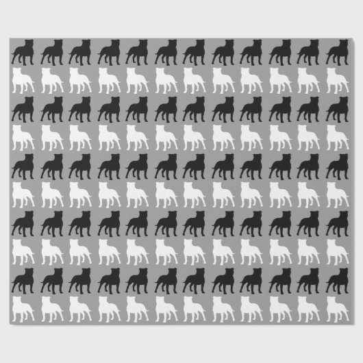 Papier Cadeau Motif de silhouettes de bull-terrier du (Plat)