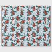 Papier Cadeau Motif de singes joueurs du Lotus Blanc (Plat)