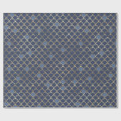 Papier Cadeau Motif de sirène bleu et or (Plat)