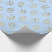 Papier Cadeau Motif de sirène bleu/or (Coin)