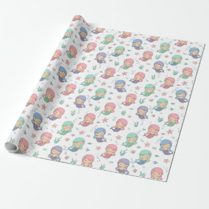 Papier Cadeau Motif de sirène de dessin animé mignon