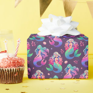 Papier Cadeau Motif de sirène d'Imaginaire avec éléments sous-ma