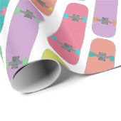Papier Cadeau Motif de skateboard coloré (Coin rond)