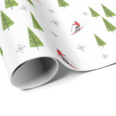 Papier Cadeau Motif de ski alpin (Coin rond)