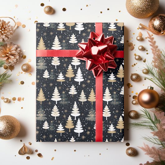 Papier Cadeau Motif de snowflake de l'hiver moderne