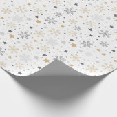 Papier Cadeau Motif De Snowflakes Gris Et Jaune (Coin)