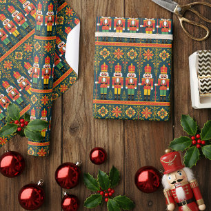 Papier Cadeau Motif de soldat jouet casse-noisette Noël