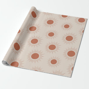 Papier Cadeau Motif de soleil abstrait bohème minimaliste en ter