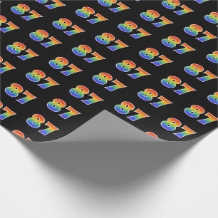 Papier Cadeau Motif de spectre arc-en-ciel amusant "87" Numéro d