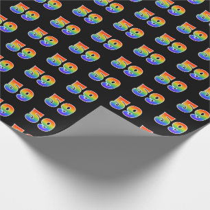Papier Cadeau Motif de spectre d'arc-en-ciel amusant "59" Numéro