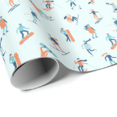 Papier Cadeau Motif de sports d'hiver (Coin rond)