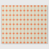 Papier Cadeau Motif de Starburst rétro orange et beige (Plat)
